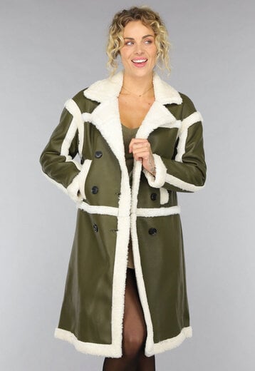 NEW0210 Donkergroene Lammy Trench Coat