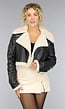 Zwarte Korte Lederlook Lammy Coat