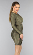 Gouden Geplooide Longsleeve Glitter Jurk
