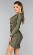 Gouden Geplooide Longsleeve Glitter Jurk