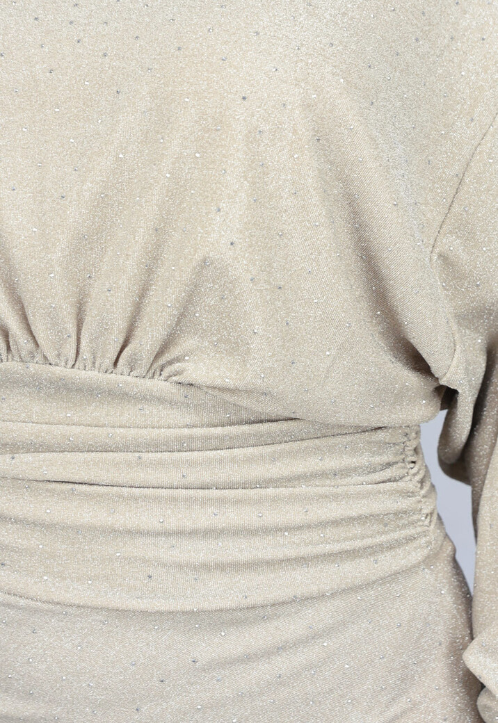 Strass Maxi Jurk met Overslag Split in Champagne