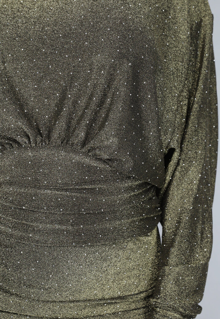 Gouden Maxi Jurk met Strass Steentjes