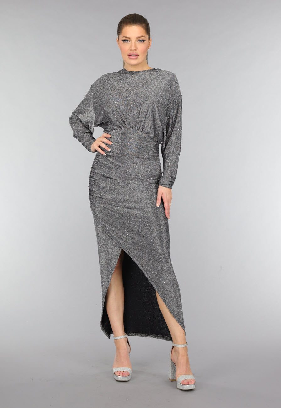 Jurk Modieus Glitter V-Hals Lantaarnmouwen main image 1