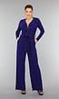 Elastische Blauwe Glitter Zigzag Jumpsuit