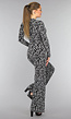 Stretch Jumpsuit met Zilveren Zigzag Glitters