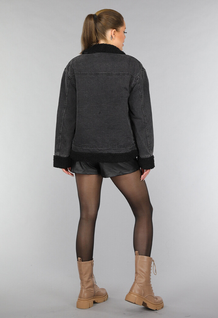 Grijze Denim Teddy Tussenjas