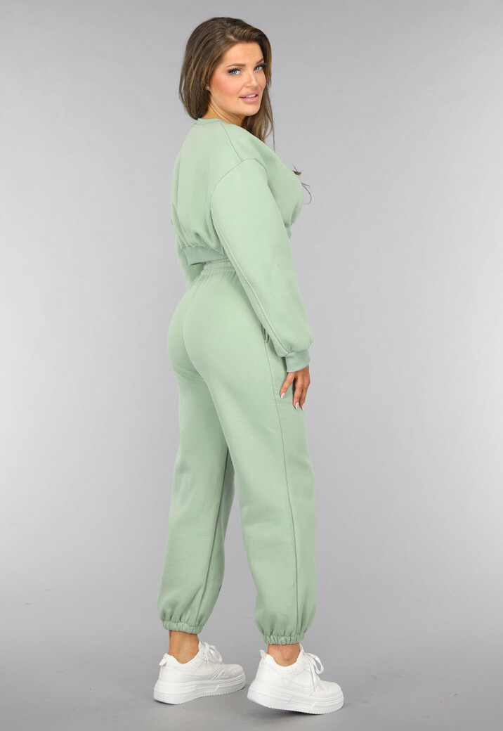 Lichtgroene Cropped Lounge Set
