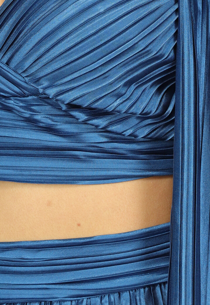 Petrol Plissé 3 Piece met Lang Vest