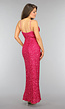 Roze Lange Pailletten Jurk met Split