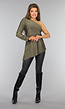 Gouden One Sleeve Glitter Top met Schoudervulling