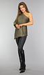 Gouden One Sleeve Glitter Top met Schoudervulling