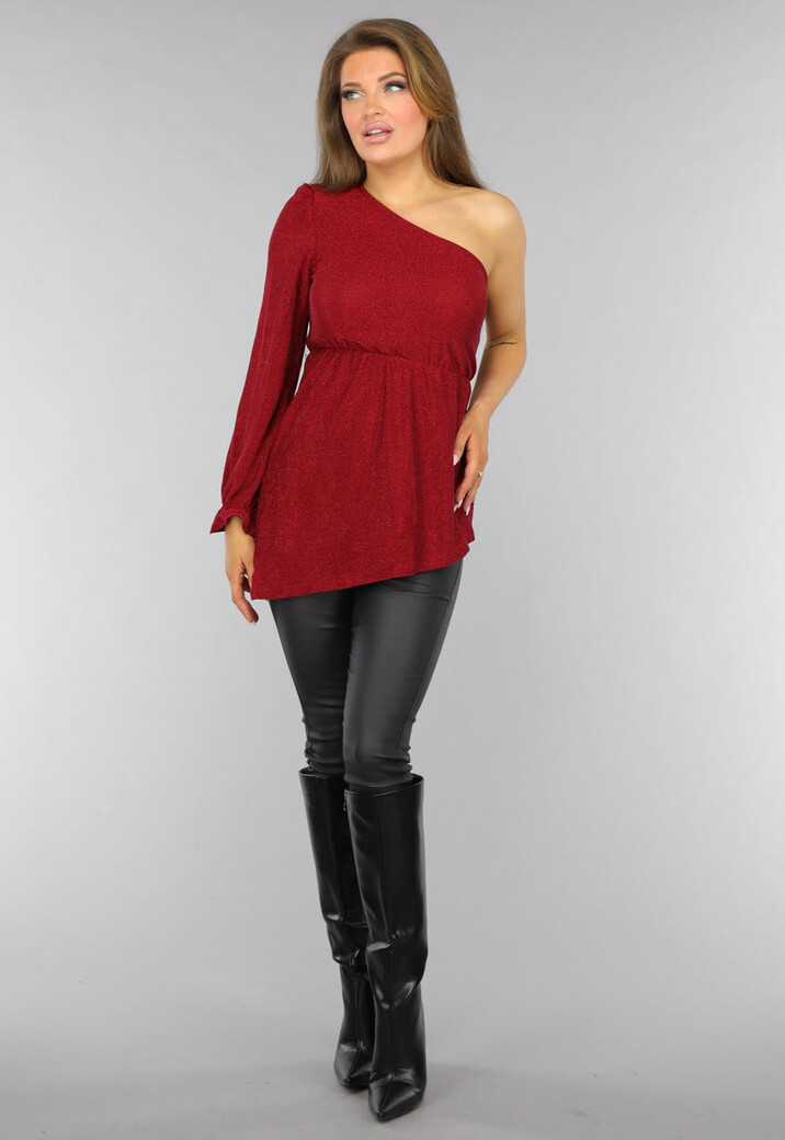 Rode One Shoulder Glitter Top