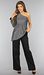 Zilveren Asymmetrische One Sleeve Glitter Top