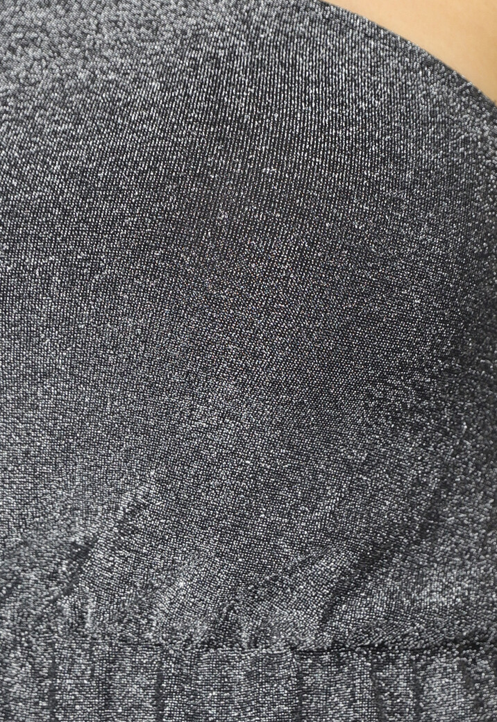 Zilveren Asymmetrische One Sleeve Glitter Top