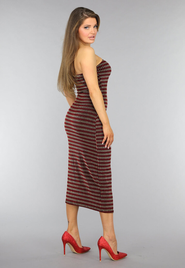 Rode Strapless Glitter Bodycon Jurk