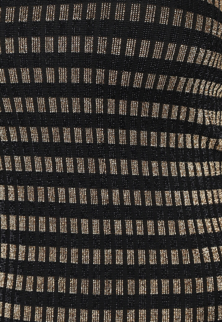 Gouden Gestreepte Strapless Midi Jurk