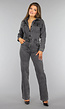 Grijze Straight Leg Denim Jumpsuit