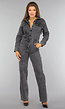 Grijze Straight Leg Denim Jumpsuit