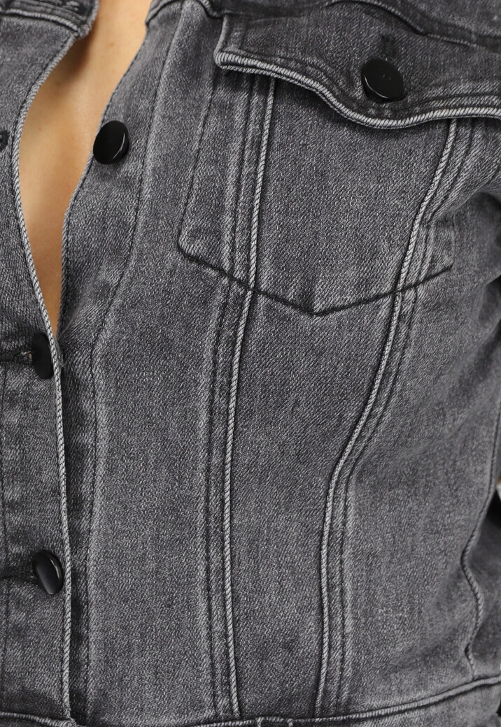 Grijze Straight Leg Denim Jumpsuit