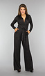 Donkerbruine Wide Leg Jumpsuit met Ruit Patroon