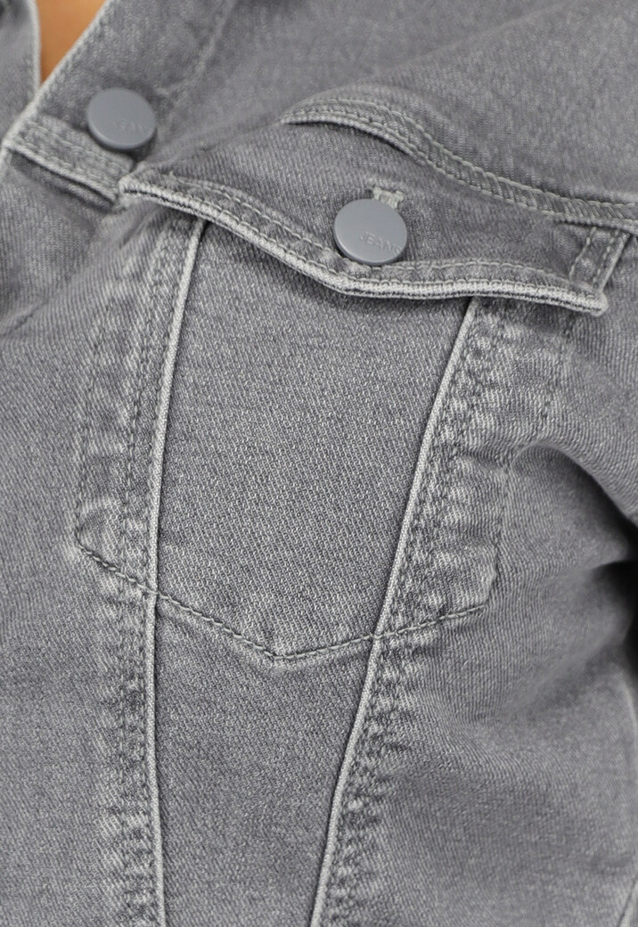 Lichtgrijze Denim Jumpsuit met Stretch