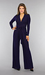 Blauwe Glitter Jumpsuit met Tailleband