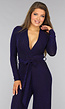Blauwe Glitter Jumpsuit met Tailleband