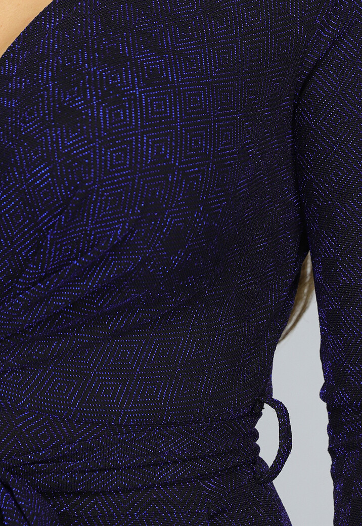 Blauwe Glitter Jumpsuit met Tailleband