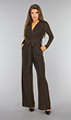 Gouden Longsleeve Glitter Jumpsuit met Ceintuur