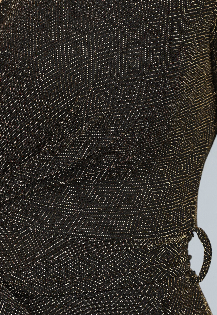 Gouden Longsleeve Glitter Jumpsuit met Ceintuur