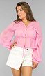 Roze Doorschijnende Blouse met Strikdetail