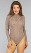 Longsleeve Taupe Panterprint Bodysuit