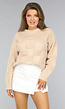 Beige Geblokte Trui