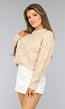Beige Geblokte Trui
