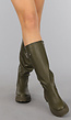 Hoge Lederlook Boots in Khaki