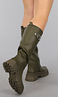 Hoge Lederlook Boots in Khaki