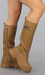 Hoge Camel Laarzen met Zilveren Details