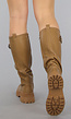 Hoge Camel Laarzen met Zilveren Details