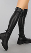 Zwarte Overknee Laarzen van Lederlook