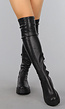 Zwarte Overknee Laarzen van Lederlook