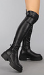 Zwarte Overknee Laarzen van Lederlook