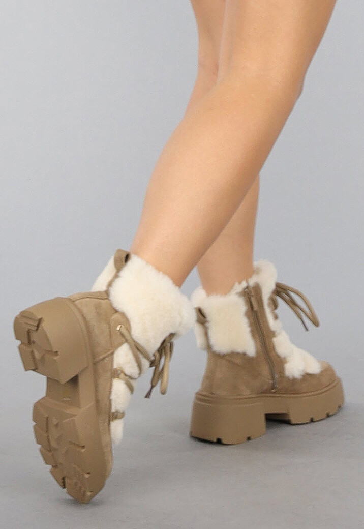 Taupe Winterlaarzen met Ritssluiting