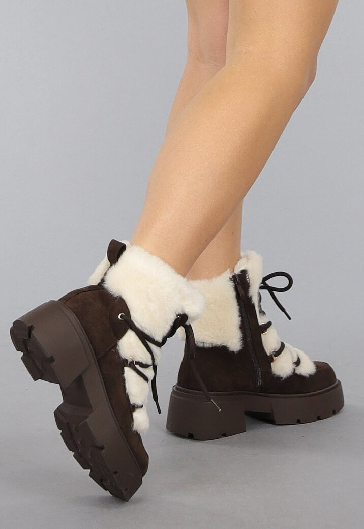 Donkerbruine Sneeuw Laarsjes met Imitatiebont