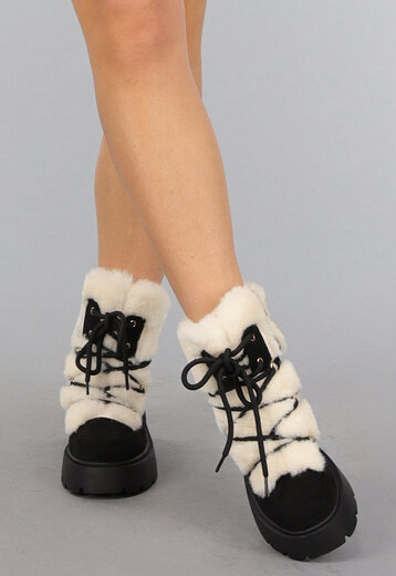 Zwarte met Bont Gevoerde Snowboots