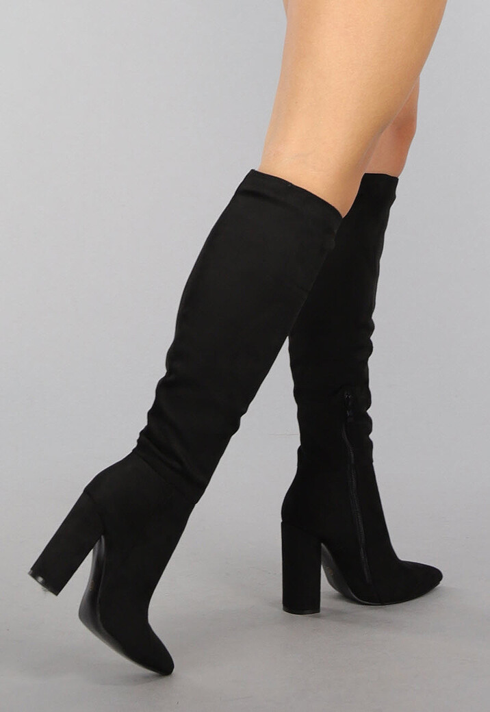 Spitse Suèdelook Laarzen met Blokhak