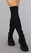 Zwarte Hoge Overknee Laarzen met Zachte Voering
