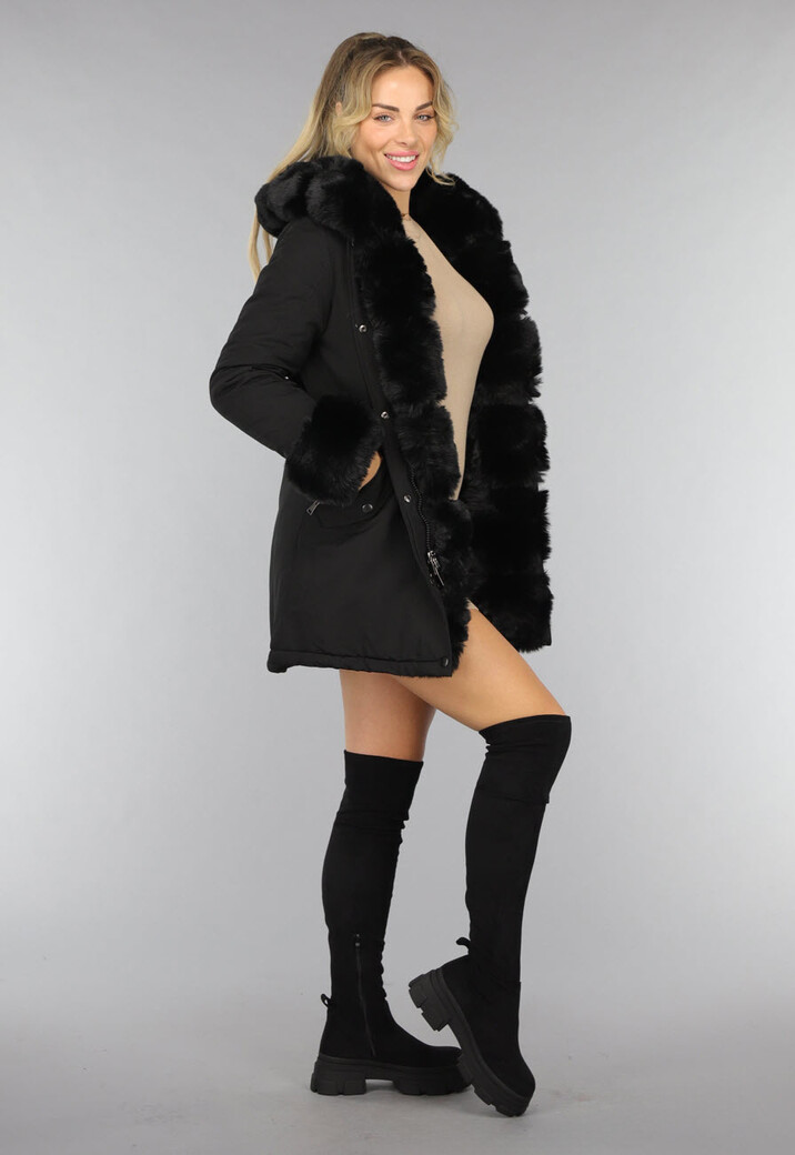 Zwarte Hoge Overknee Laarzen met Zachte Voering