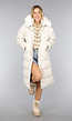 Beige Oversized Gevoerde Lange Winterjas