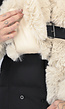 Korte Zwarte Winterjas met Beige Bont