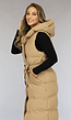 Camel Oversized Bodywarmer met Ceintuur